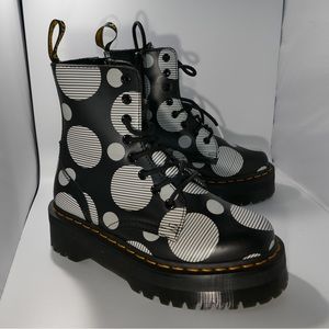 Dr Martens- JADON POLKA DOT SMOOTH LEATHER PLATFORM BOOTS